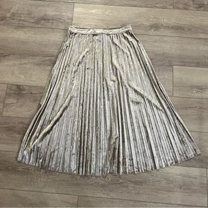 Champagne velvet midi skirt